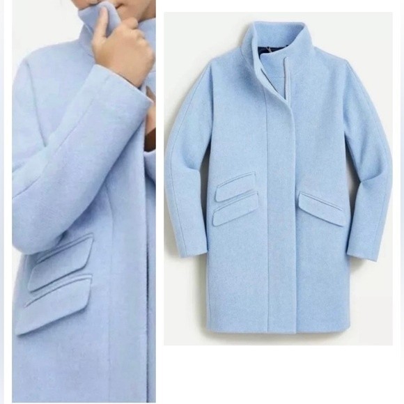 NEW J Crew Cocoon Italian Stadium Cloth Wool Coat in Heather Blue Size 14 NWT - Picture 2 of 7